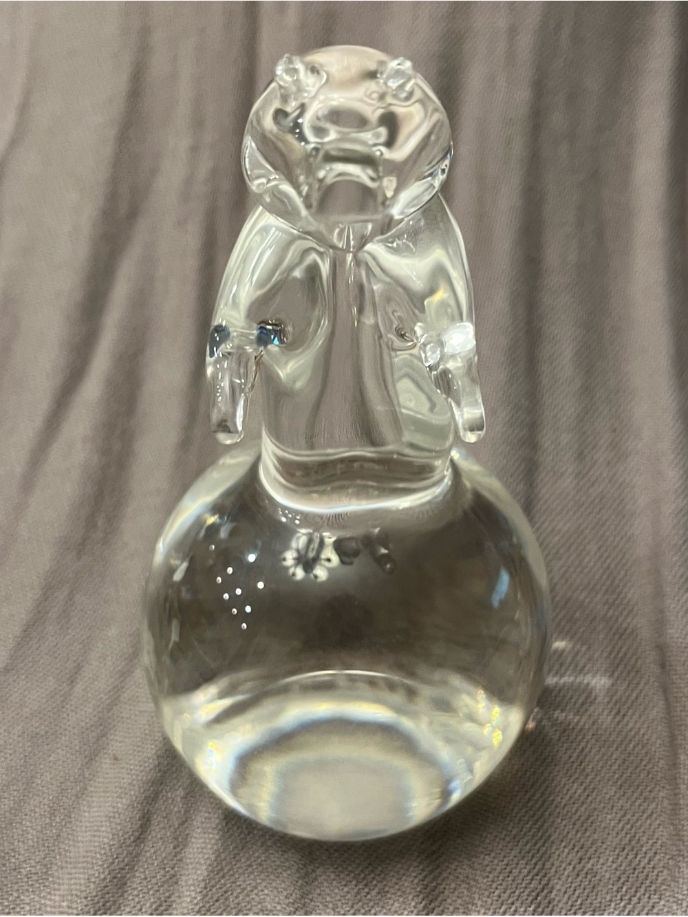 Steuben Glass Bear on Sphere Figurine - Crystal Tone